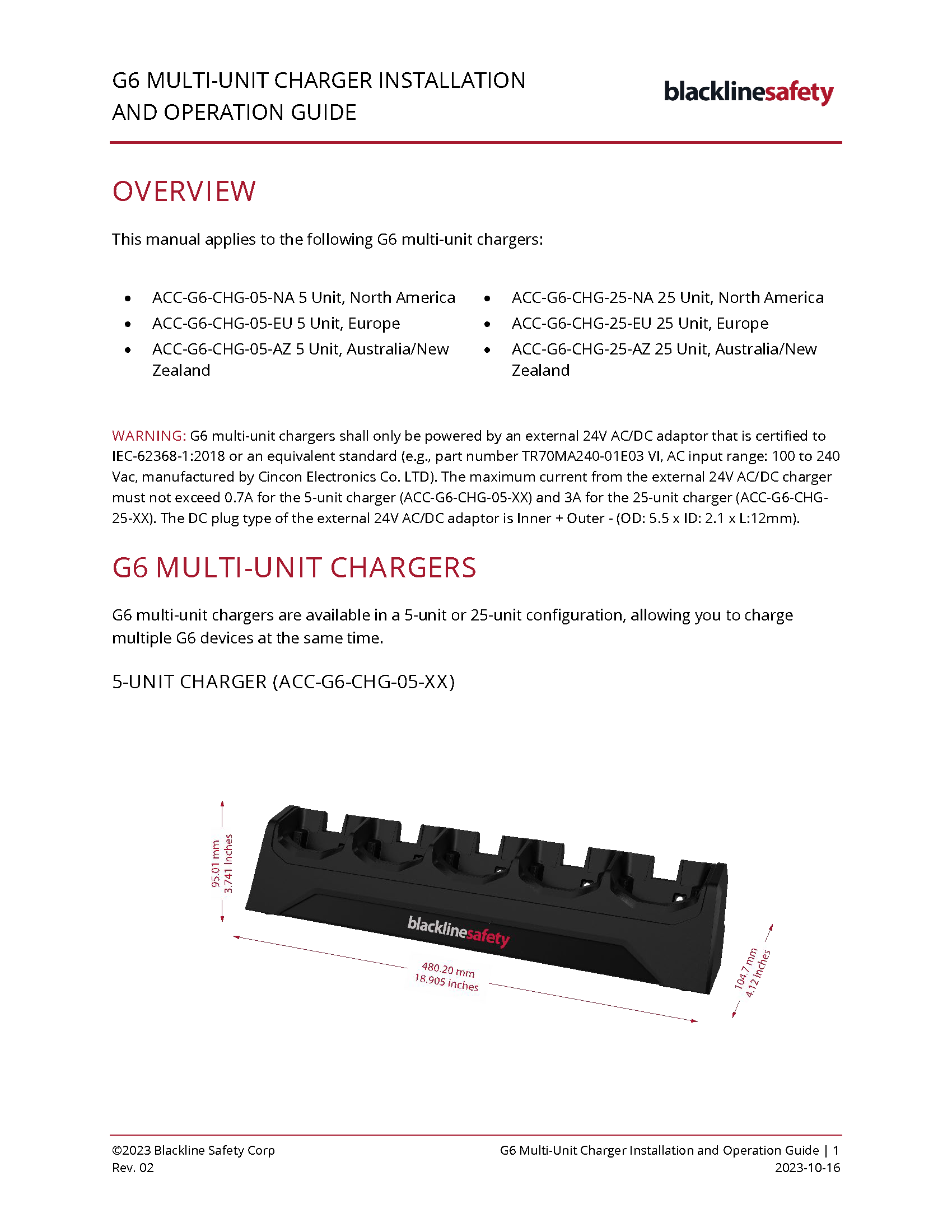 G6 Multi-Unit-Ladegerät Installations- und Betriebsanleitung/Deckblatt